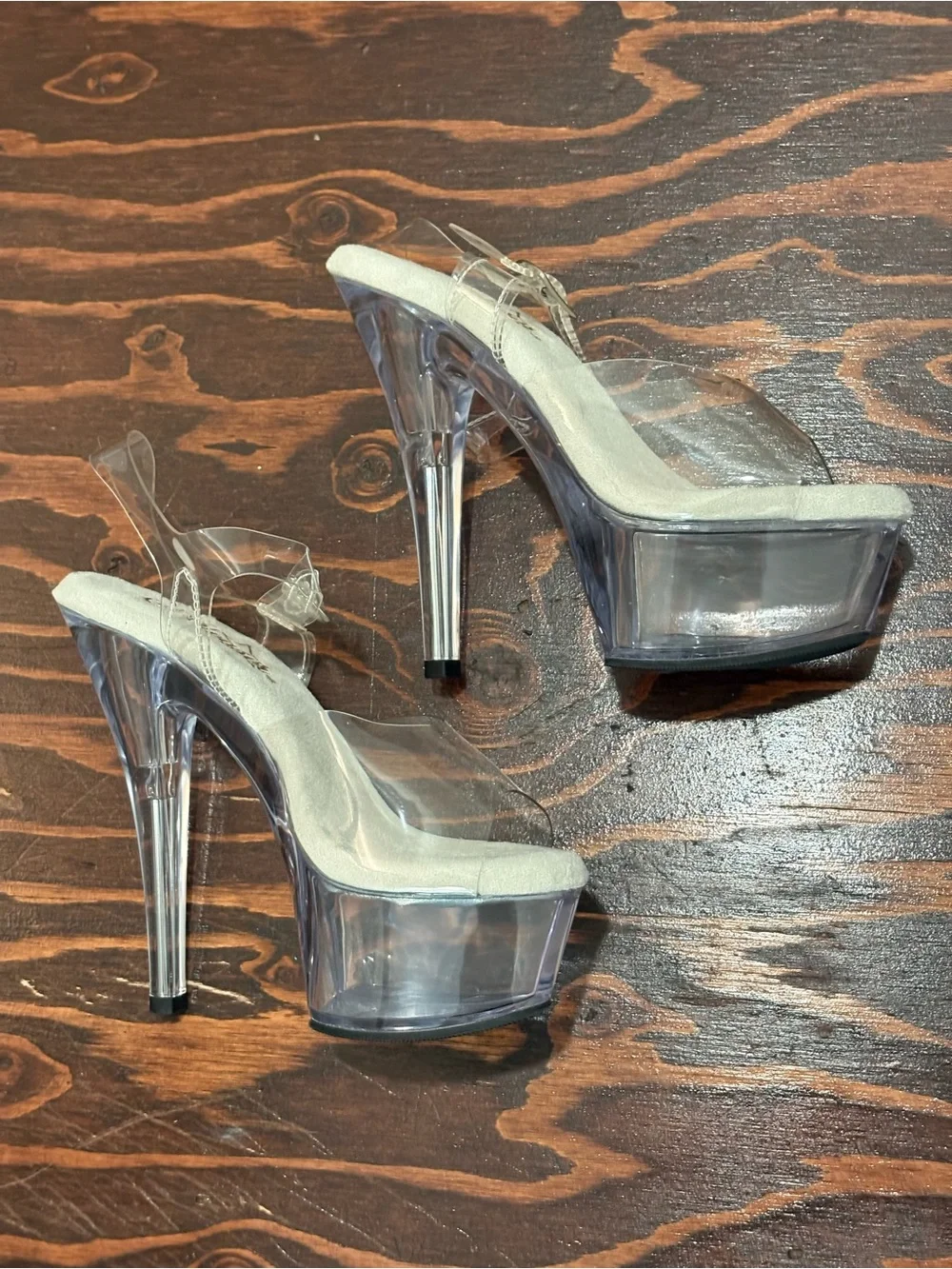 Pleasers Clear Platform High Heel Sandals - Transparent PVC